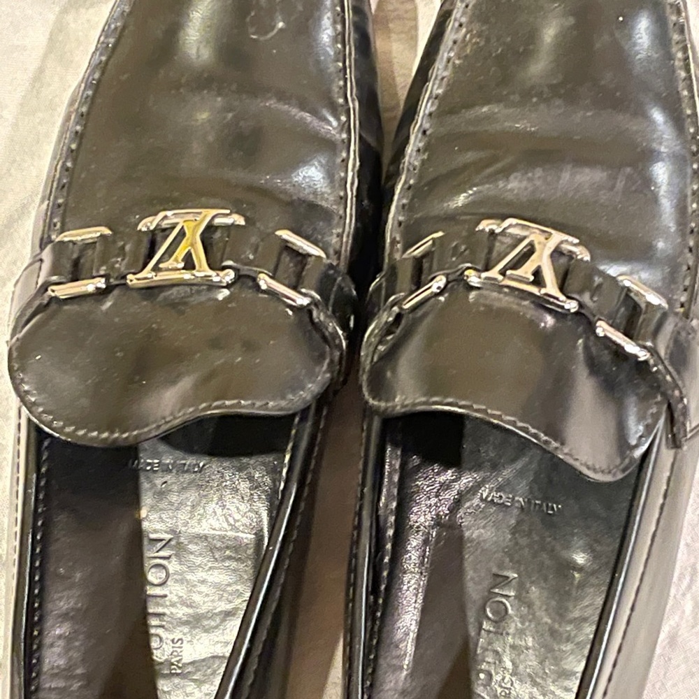black leather loafers by louis vuitton